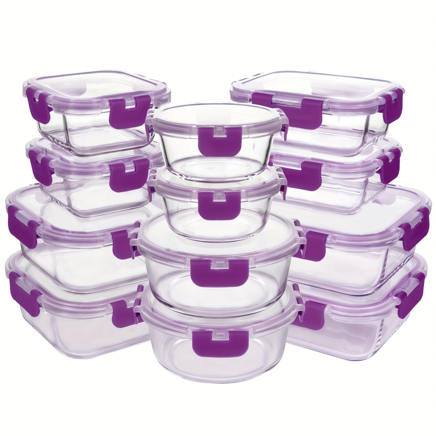 24Pcs (12 Lids+12 Glass Bowl) Borosilicate Glass Food Storage Containers with Airtight Lids, Ideal for Meal Prep, Lunches - Microwave and Dishwasher Safe