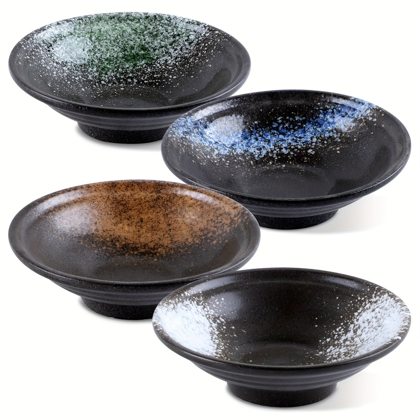 4 ceramic soup bowls, Japanese retro style, 20.29oz large capacity, can hold noodle soup, etc., simple and elegant, suitable for restaurant/food lovers