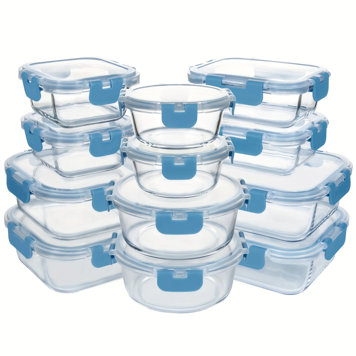 24Pcs (12 Lids+12 Glass Bowl) Borosilicate Glass Food Storage Containers with Airtight Lids, Ideal for Meal Prep, Lunches - Microwave and Dishwasher Safe