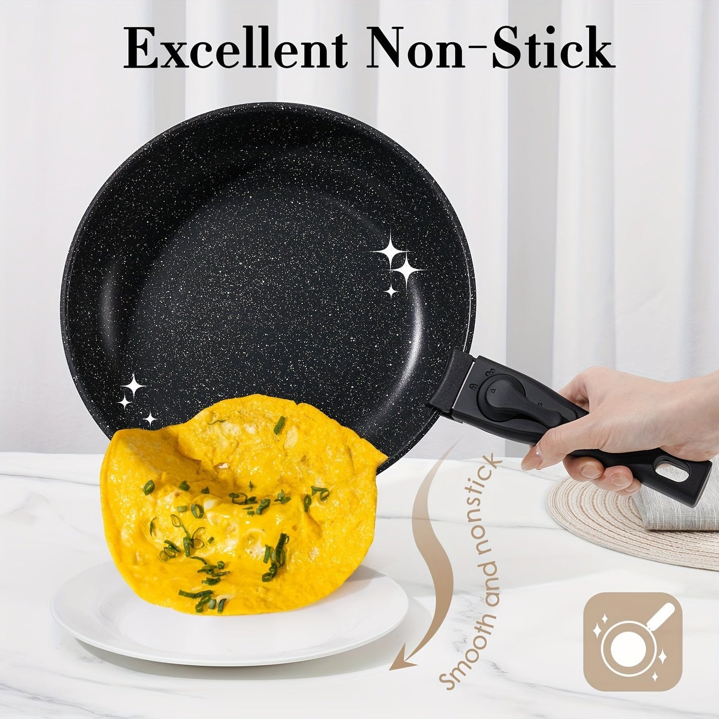 Cookware Set With Removable Handle, 5 Pan Set Non-stick Pan, Stackable Non-stick Pan Set, Can Go Into The Oven, Induction Fast, Non-stick Pan RV Kitchen Cooking Set With Removable Handle