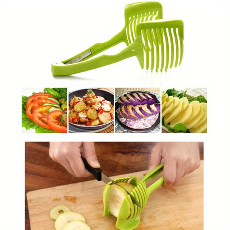 1pc Multi-Fruit & Vegetable Slicer with Egg Peeler - Durable ABS, Manual Operation, Food-Safe for Potatoes, Tomatoes, Onions, Lemons - Green & Red Kitchen Gadget, Vegetable Slicer And Chopper