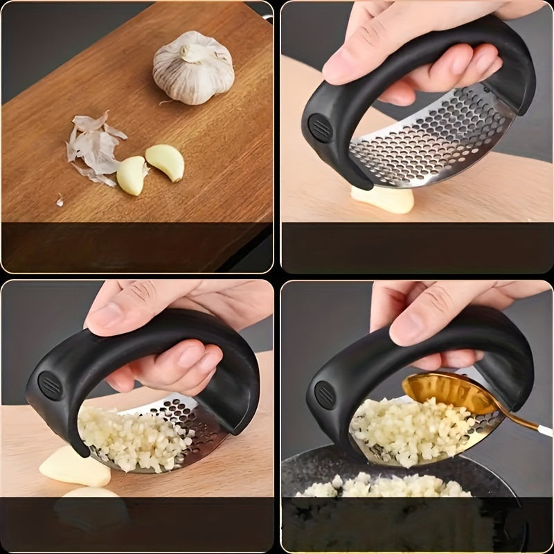 Garlic Press, Stainless Steel Garlic Press, Shake Metal Garlic Crusher, Washable Garlic Crusher, Kitchen Garlic Chopper, Garlic Mash, Kitchenware, Kitchenware Kitchen Accessories