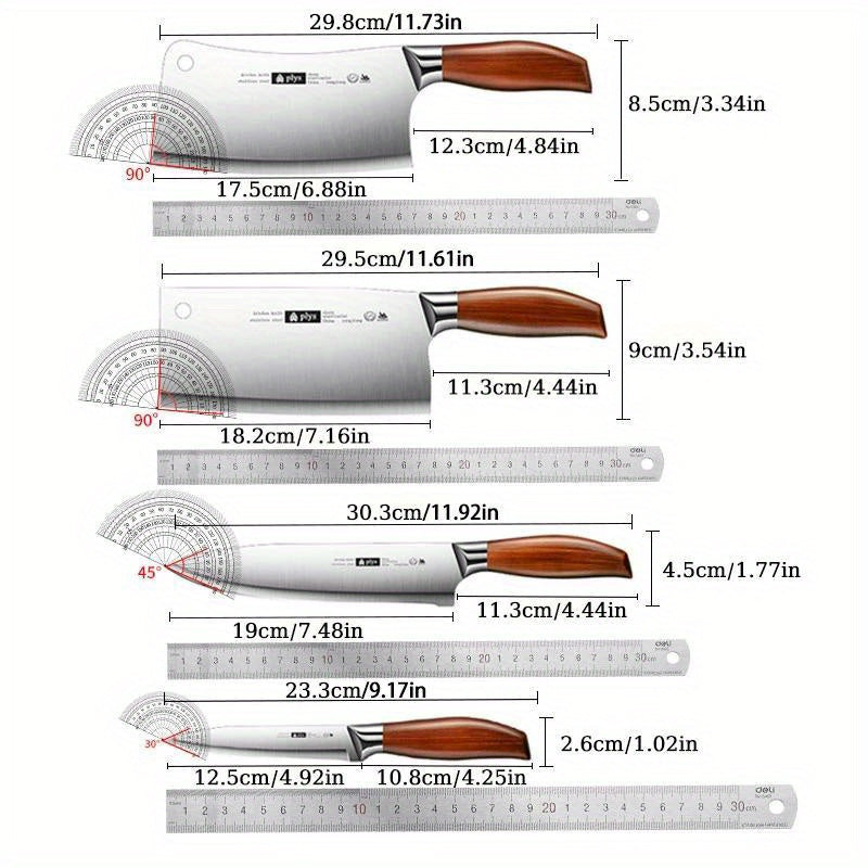 Quality stainless steel knife kitchen utensils set 4 pieces,, imitation wood handle, fruit knife, chef's knife, meat cutter, Bone cutting knife