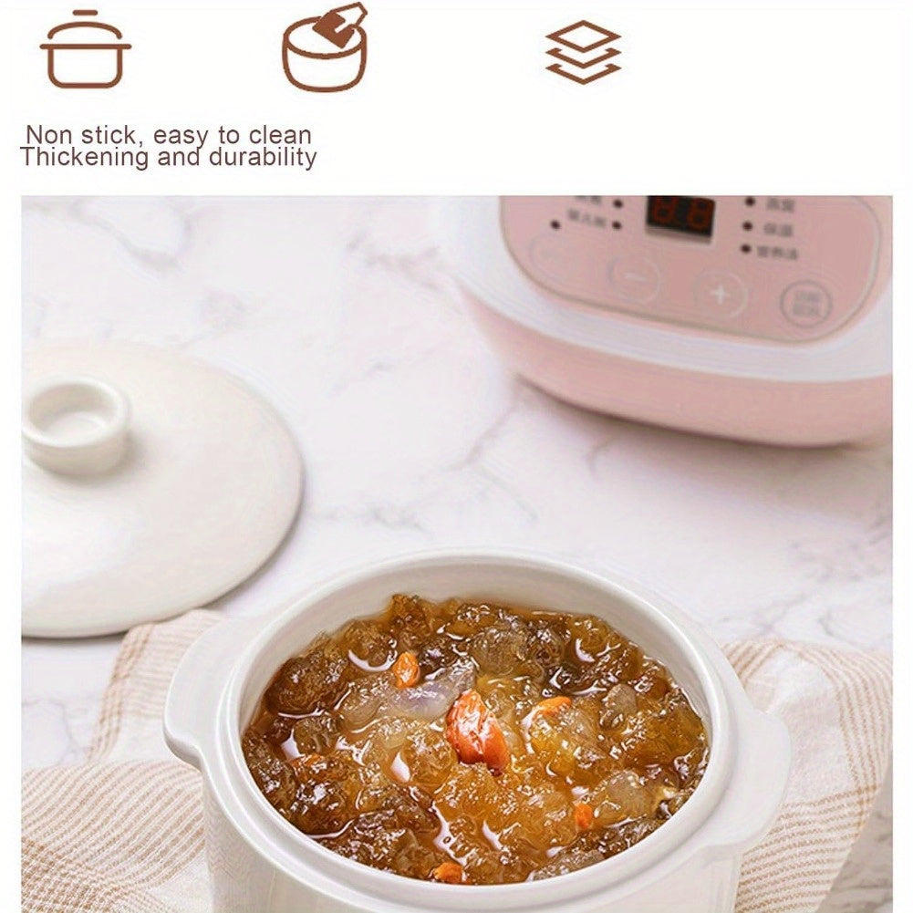 1L Ceramic Stew Pot, Anti Dry Burn Ceramic Cooker With 24H Intelligent Reservation, for Porridge Rice Soup