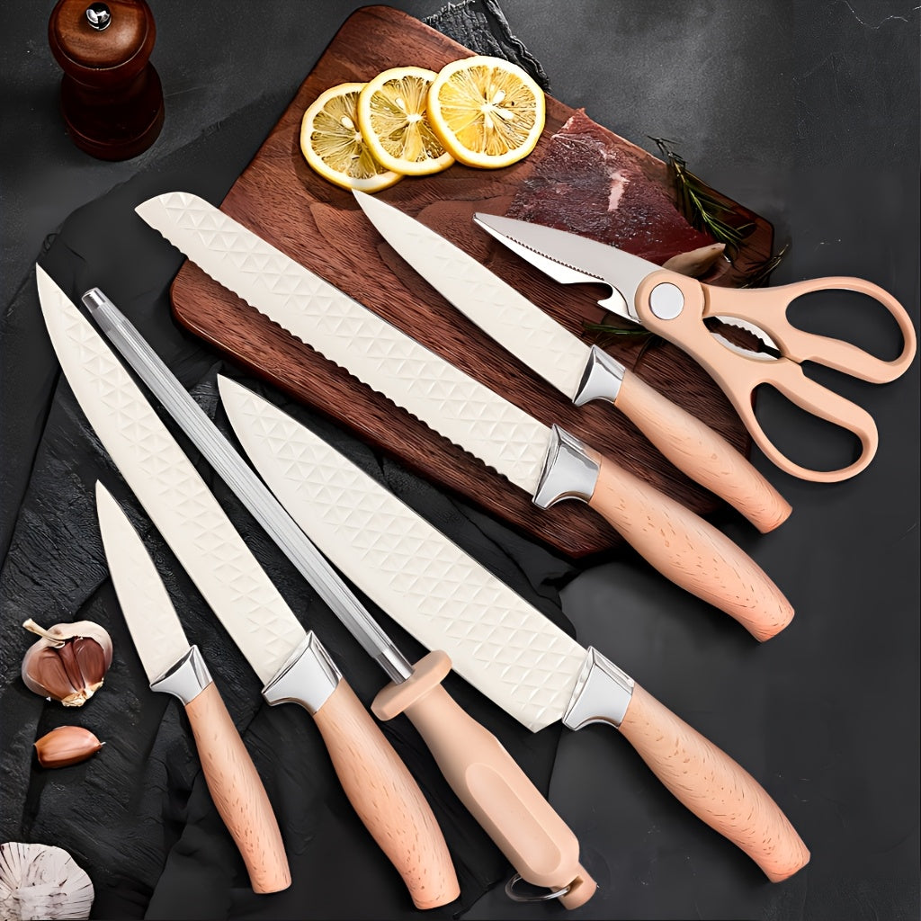 Knife Set, 8pcs Kitchen Knives Set With Builtin Sharpener, Cissors, High CarbonGerman, Tainless Steel Chef Knife Block Sets, Harp & Rust Resistant, Dishwasher SafeBlack, Stocking Stuffers