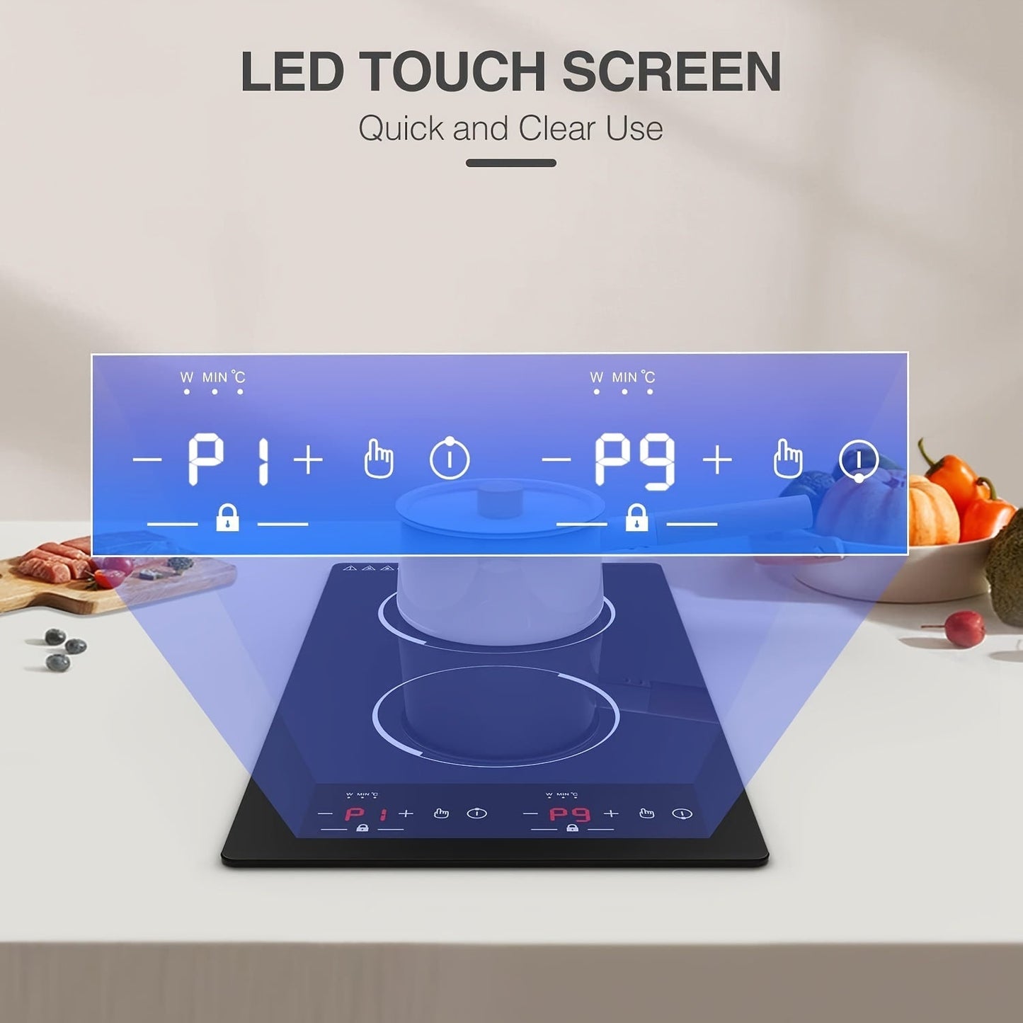 [Touchsensitive Interface] Dual Burner Induction Cooktop, 120V, 9 Heat Settings & Timer - Sleek Black, Youngsters-Safe, Overheat Protection, Compatible with Magnetic Cookware, Easy to Install, Perfect for Quick Meal Prep