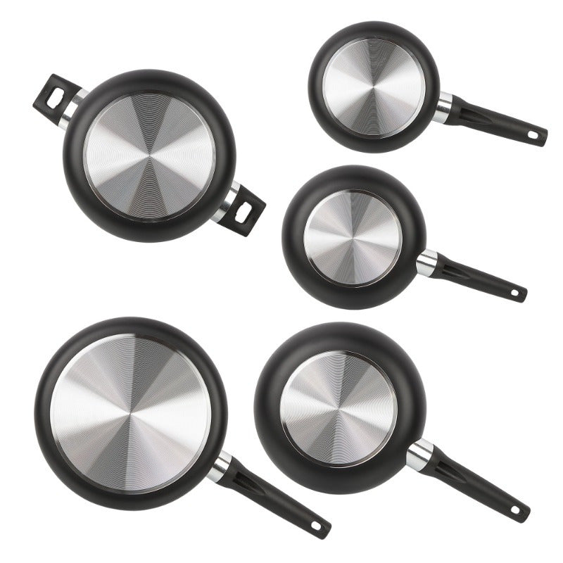 13pcs Aluminum Non-Stick Cookware Set, Black with Non-Stick Coating on The Inside. Aluminum Pans for Fast And Even Heating, Suitable for All Stovetops Except Induction, Dishwasher Safe