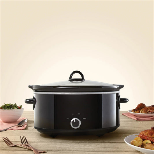 Manual 7-Quart Slow Cooker with 3 Cooking Settings, Perfect for Families and Gatherings