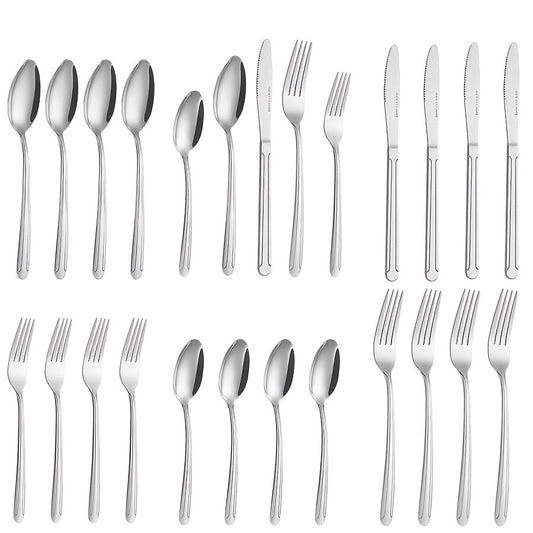 Set Of 20 Stainless Steel Cutlery, Modern Design Western Tableware, Including Dinner Knives, Forks, Spoons, Suitable For Dining, Restaurants, Hotels, Family Birthdays, Weddings, Outdoor Activities, And Gatherings. Happy New Year!