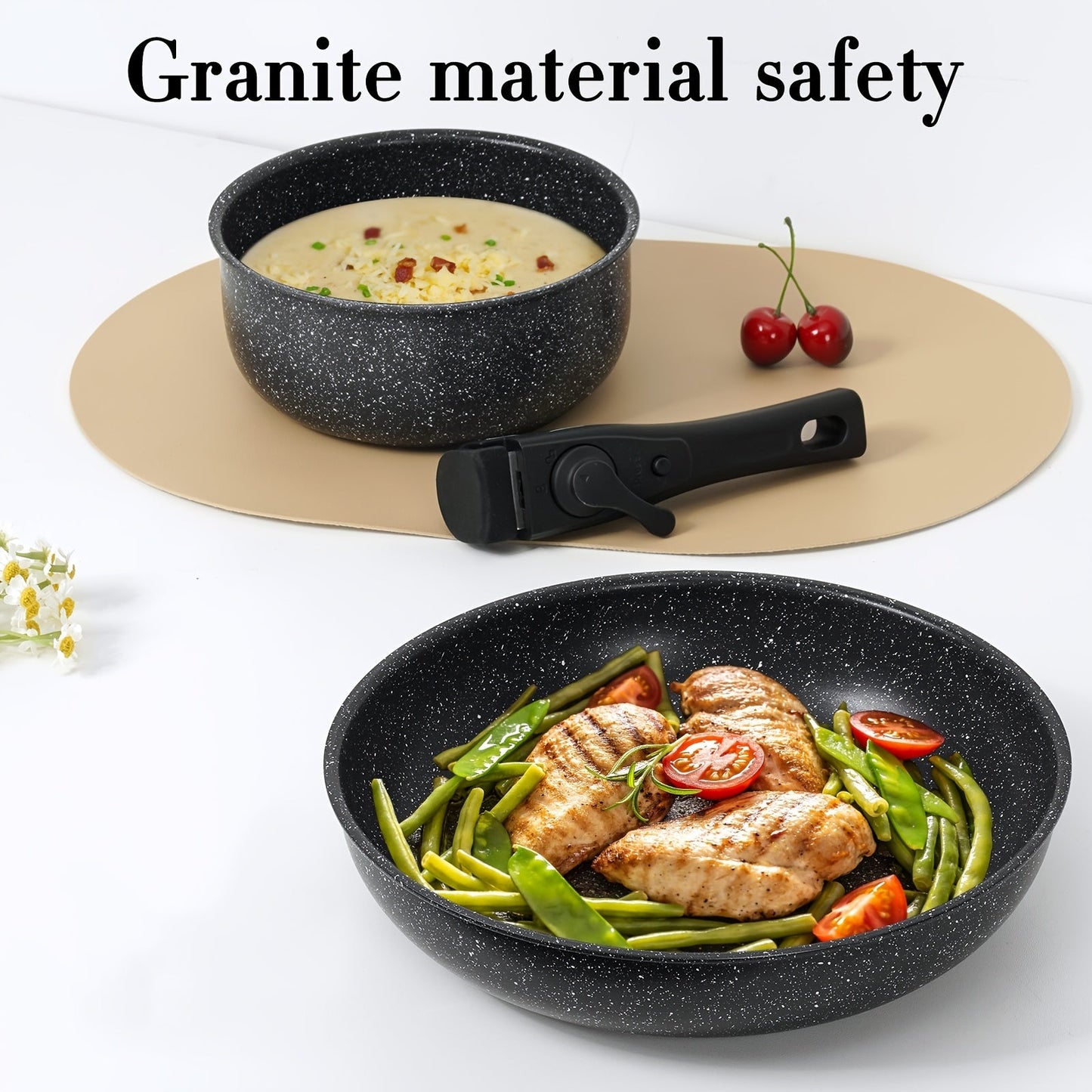 Cookware Set With Removable Handle, 5 Pan Set Non-stick Pan, Stackable Non-stick Pan Set, Can Go Into The Oven, Induction Fast, Non-stick Pan RV Kitchen Cooking Set With Removable Handle