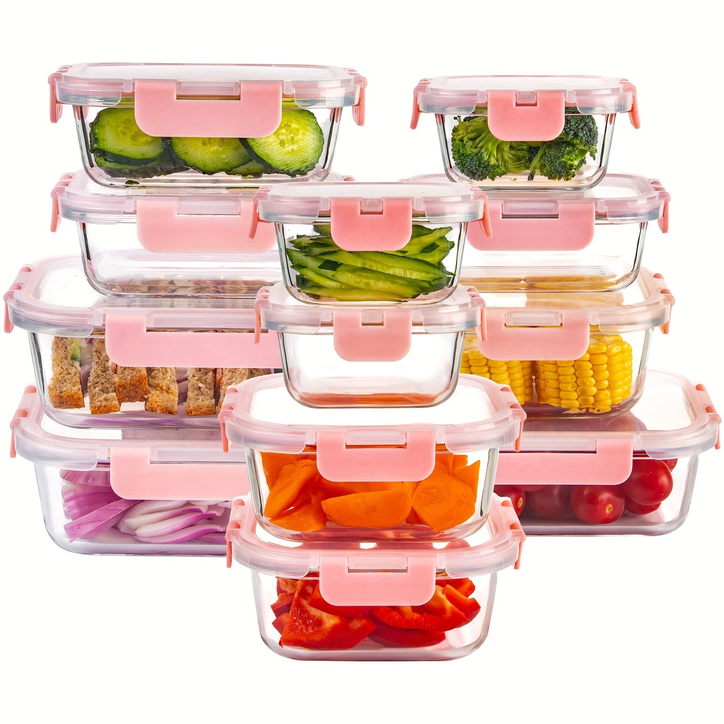 24Pcs (12 Lids+12 Glass Bowl) Borosilicate Glass Food Storage Containers with Airtight Lids, Ideal for Meal Prep, Lunches - Microwave and Dishwasher Safe