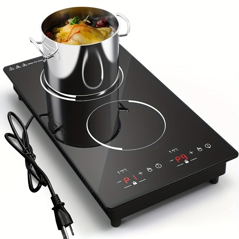 [Touchsensitive Interface] Dual Burner Induction Cooktop, 120V, 9 Heat Settings & Timer - Sleek Black, Youngsters-Safe, Overheat Protection, Compatible with Magnetic Cookware, Easy to Install, Perfect for Quick Meal Prep