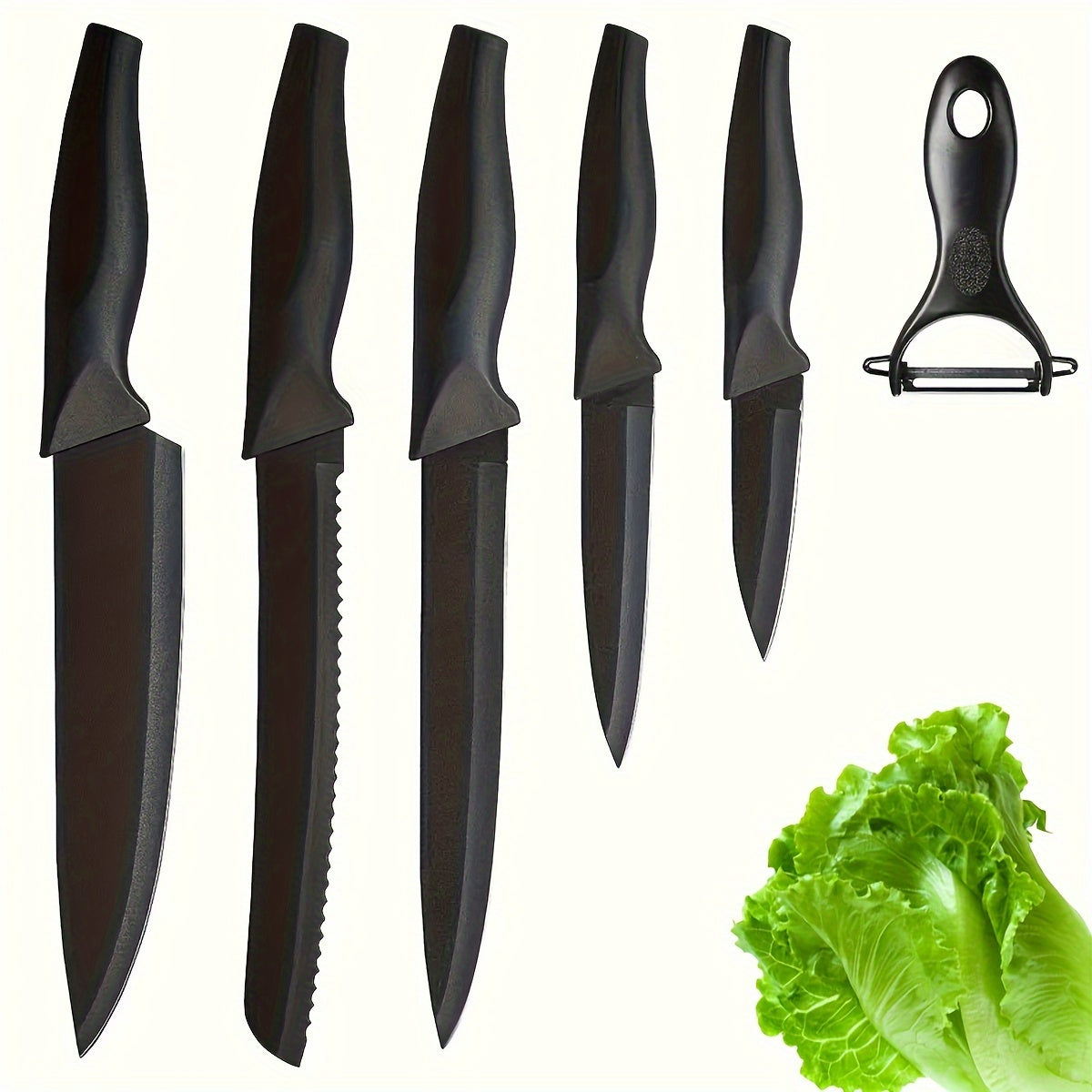 6PCS Kitchen Knife Set, Very Sharp Professional Chef's Knife Set, Chef's Knife, Japanese Knife, Meat Cutter, Bread Knife, Fruit Knife, Melon Planer, Kitchen Knife, Suitable For Home, Outdoor Cooking And Camping