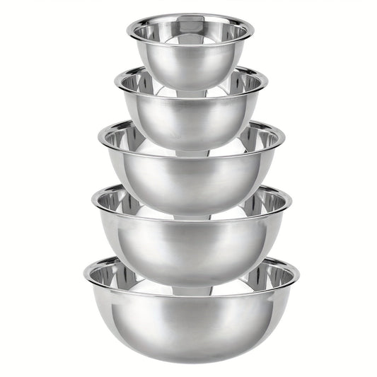 Non-Slip Stainless Steel Mixing Bowls Set - Perfect For Kitchen Cooking And Baking - Nesting Design For Easy Storage