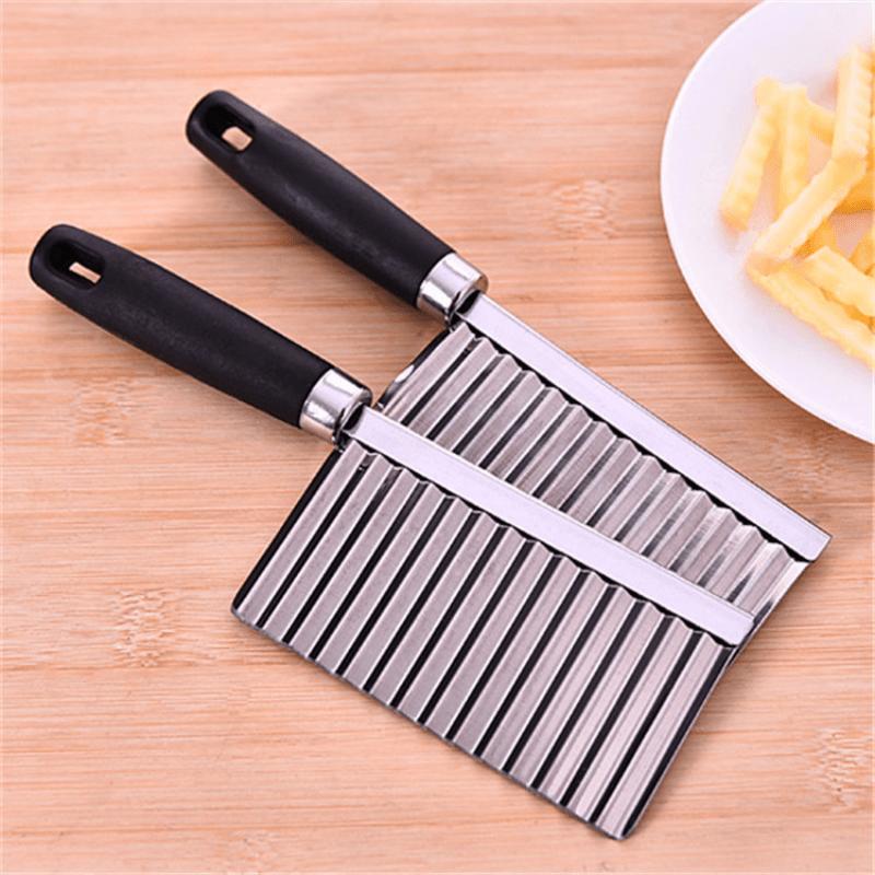 1/2PCS Multifunctional Potato Wavy Edged Knife Stainless Steel Chopper salad Rocker Knife Potato Slicer Chopper French Fry Maker Cutter circular cutter Gadget Vegetable Fruit Cutting