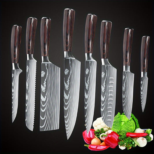 8 Piece Kitchen Knife Set - Ultra Sharp, Pakkawood Handle, High Carbon Stainless Steel - For Home Cooks & Professionals - Perfect Gift for Housewarming & Cooking Enthusiasts