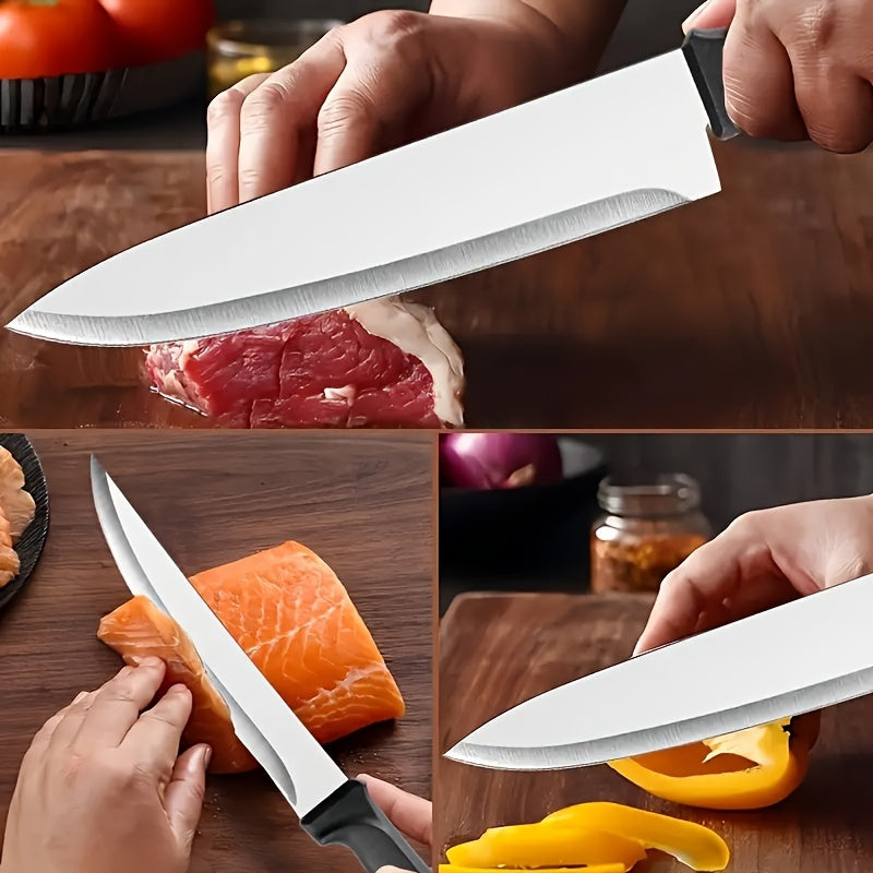 16pcs Premium Kitchen High-Carbon Stainless Steel Knife Set, Sharp Kitchen Knife Set, Include Steak Knife, Sharpener And Scissors, Precise Cutting, Lightweight, Stainless Steel, Durable Ergonomical Design