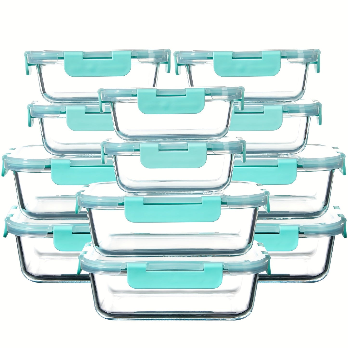 24Pcs (12 Lids+12 Glass Bowl) Borosilicate Glass Food Storage Containers with Airtight Lids, Ideal for Meal Prep, Lunches - Microwave and Dishwasher Safe