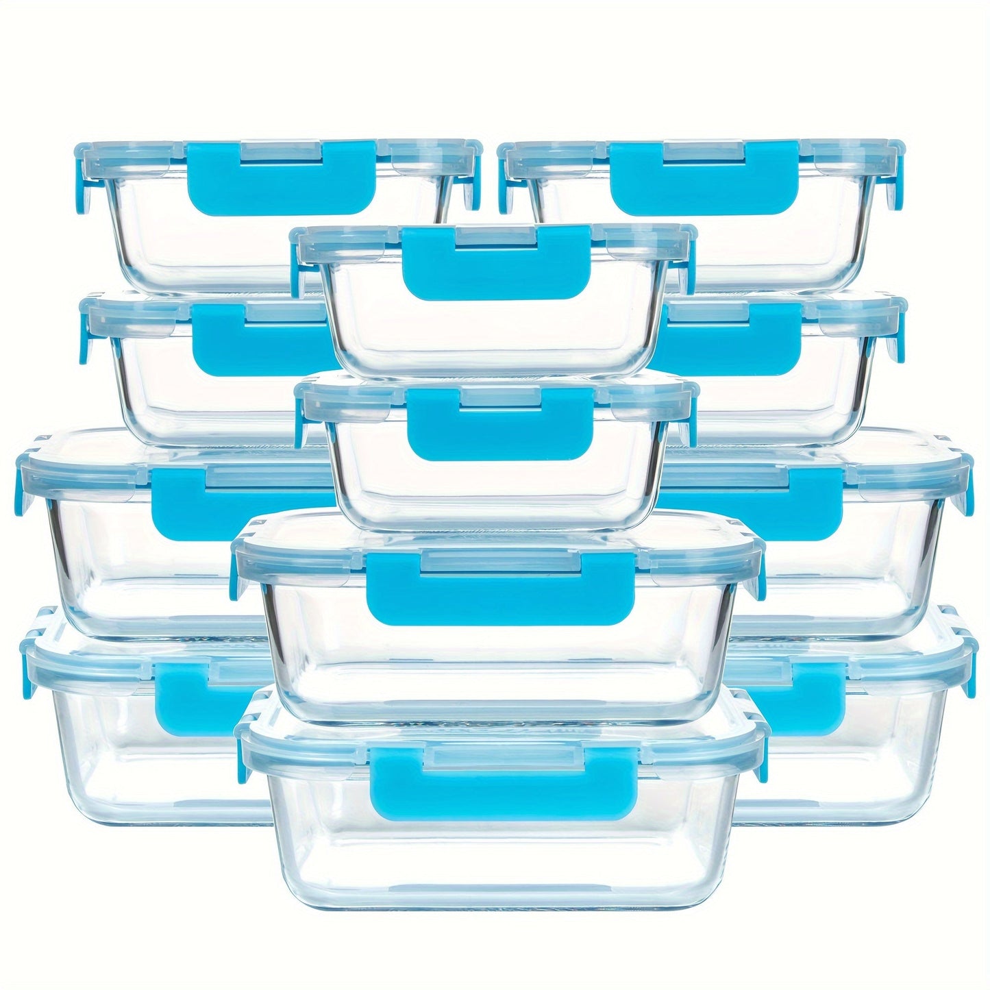 24Pcs (12 Lids+12 Glass Bowl) Borosilicate Glass Food Storage Containers with Airtight Lids, Ideal for Meal Prep, Lunches - Microwave and Dishwasher Safe