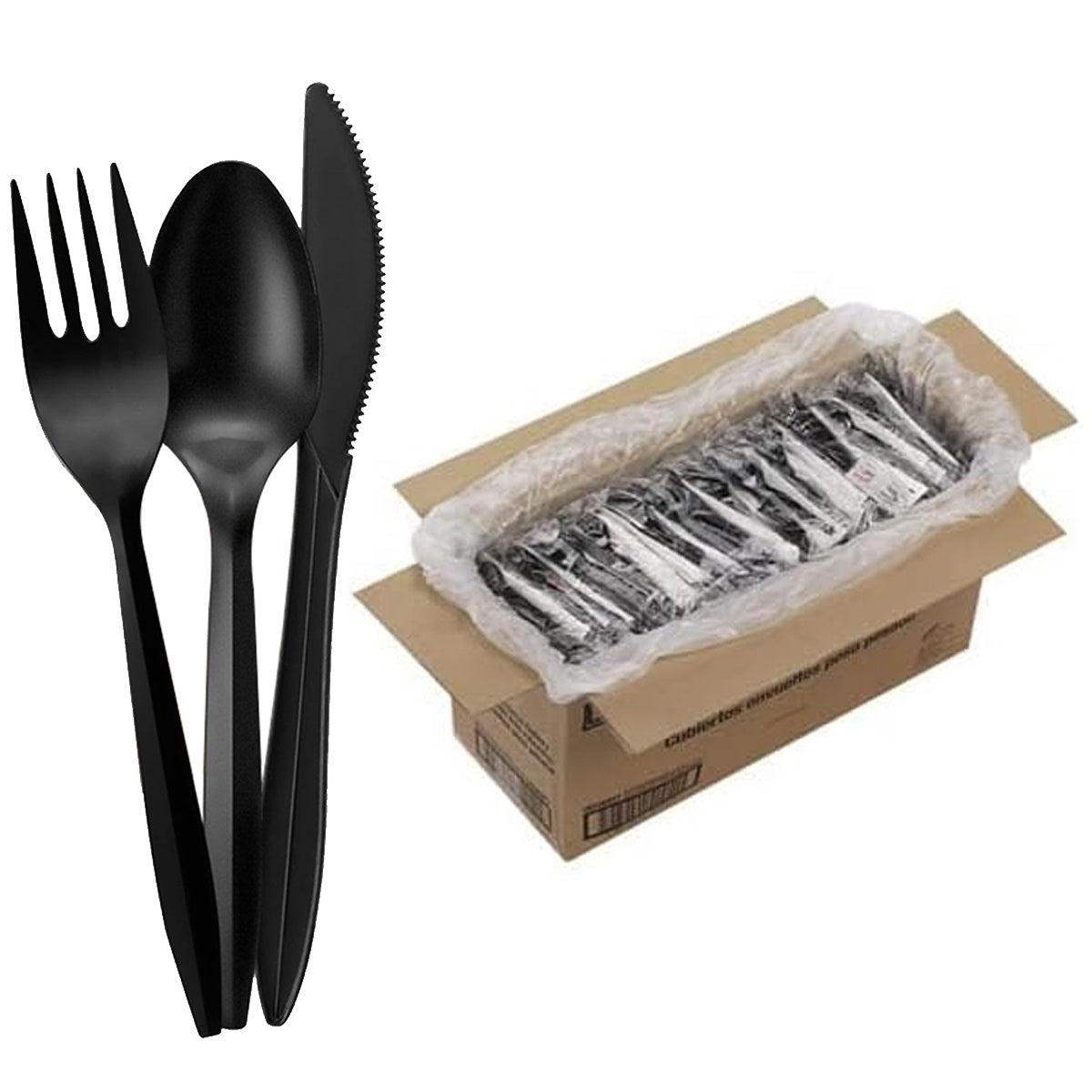 40pcs plastic silverware individually wrapped plastic cutlery bulk disposable black knife, fork and spoon napkin set plastic utensils set for lounge wedding picnic barbecue party utensils set