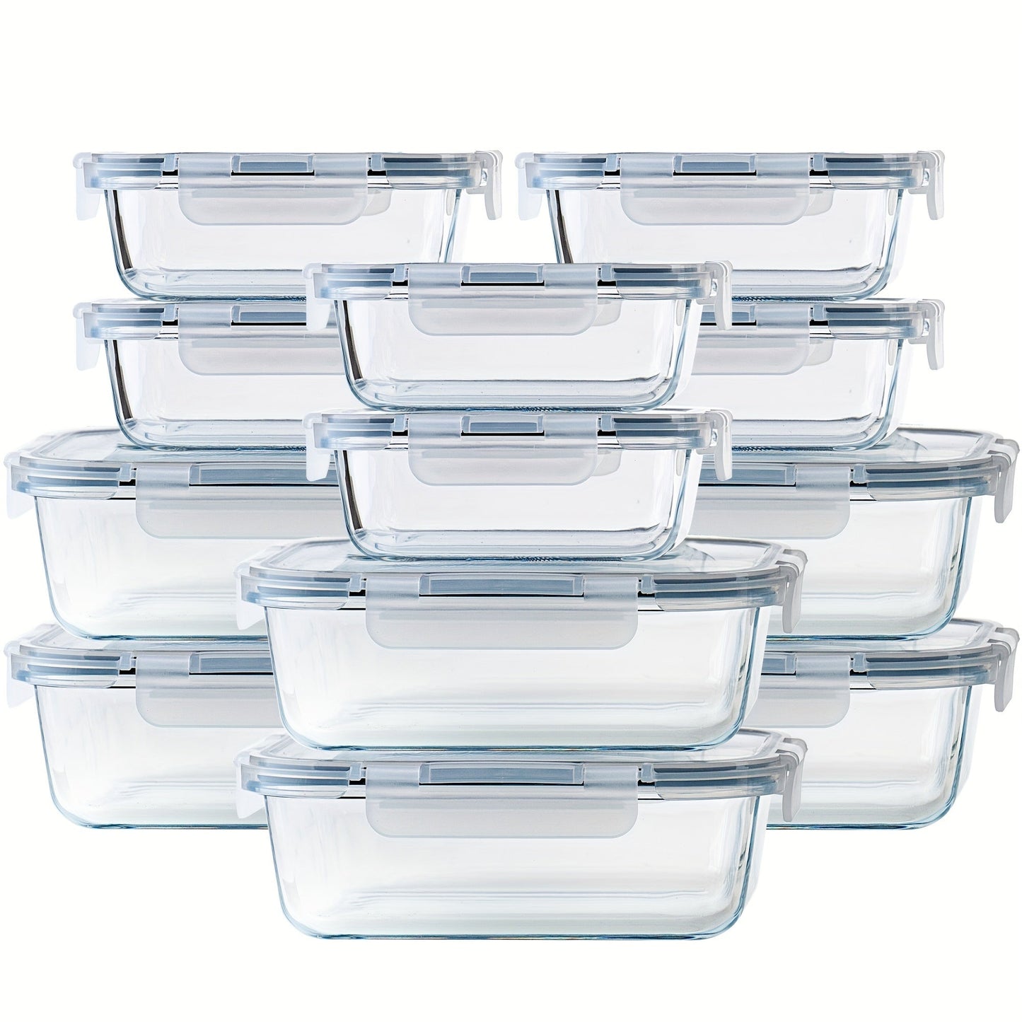 24Pcs (12 Lids+12 Glass Bowl) Borosilicate Glass Food Storage Containers with Airtight Lids, Ideal for Meal Prep, Lunches - Microwave and Dishwasher Safe