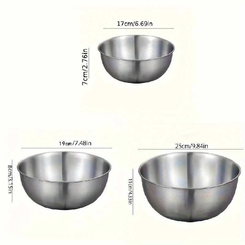 3 pieces, durable stainless steel The Mixing Bowl, can easily prepare and store the kitchen.