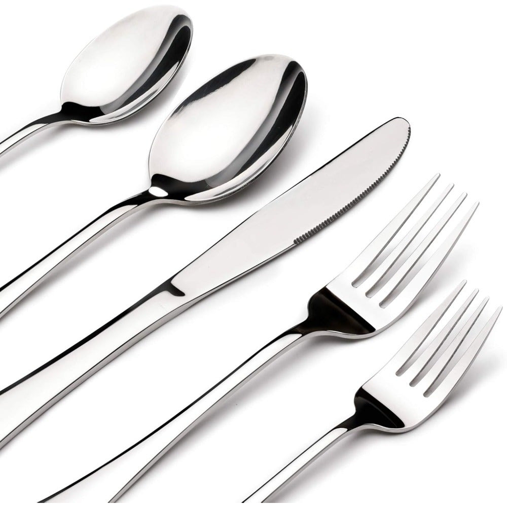 5-piece Silverware Set, Stainless Steel Cutlery Set, Including Steak Knife, Fork, And Spoon, Coffee And Dessert Spoon, Dishwasher Washable, Wedding Home Gift Package