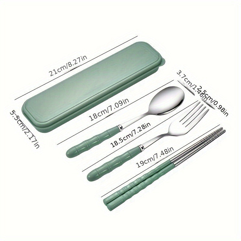 1pc Stainless Steel Cutlery Set - Portable, Reusable, 304 Stainless Steel, Includes Forks, Spoons, Chopsticks, Ideal for Lunch, Camping, School, Picnics, Workplace Travel, Food Supply Equipment and Supplies, Durable and Easy to Clean, for Outdoor Activiti