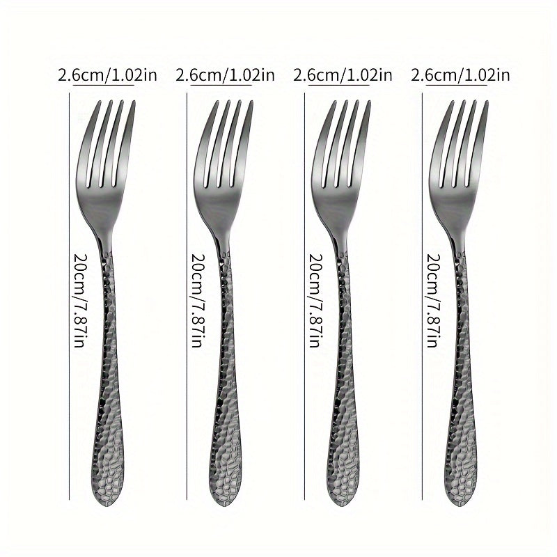 Stainless Steel Cutlery Set With Knives, Forks, Spoons, And Teaspoons For Four People. Suitable For Various Occasions Such As Restaurant Gatherings, Family Dinners, Outdoor Cafes, Etc. Ideal For Coffee, Milk Tea. Easy To Clean And Durable.