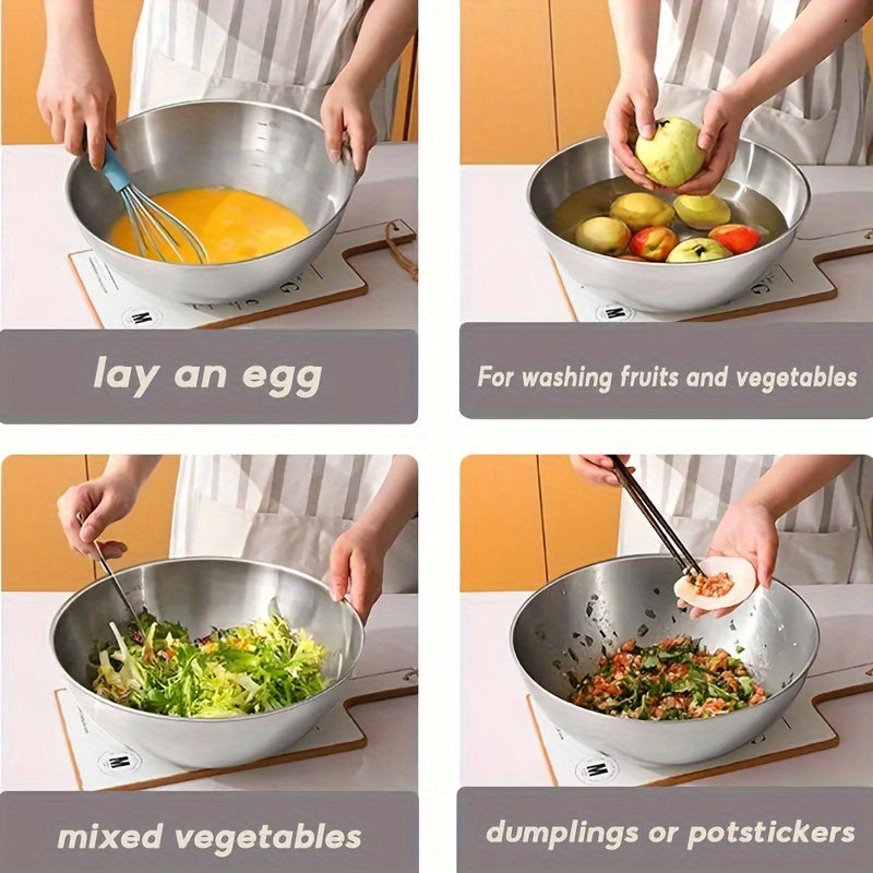 3 pieces, durable stainless steel The Mixing Bowl, can easily prepare and store the kitchen.