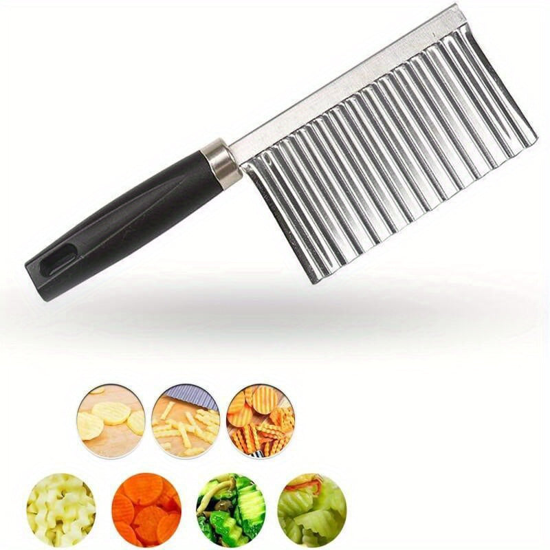 1/2PCS Multifunctional Potato Wavy Edged Knife Stainless Steel Chopper salad Rocker Knife Potato Slicer Chopper French Fry Maker Cutter circular cutter Gadget Vegetable Fruit Cutting