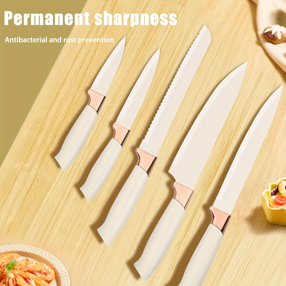 7pcs Professional Chef's Knife Set with Holder - Ultra Sharp, Rust-Proof Stainless Steel Kitchen Knives Including Chef's, Bread, Paring & Multi-Purpose Knives